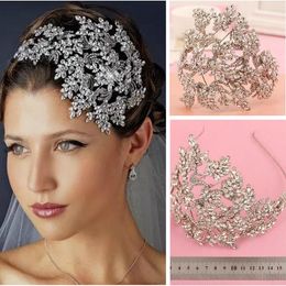 Nieuwe Bruiloft Bridal Crystal Rhinestone Silver Queen Hoofdbanden Tiara Headpiece Prinses Haaraccessoires Pageant Prom Retail Jewelry Party