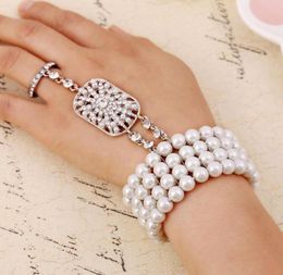 NIEUWE Wedding Bridal Party Prom Jewelry Crystal Rhinestones Diamonds Bracelet met ringpolband Bracelet5428225