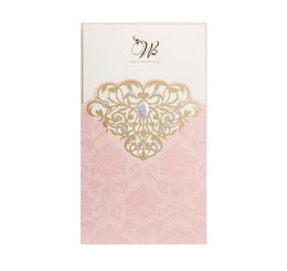 Nouvelles cartes d'invitations de mariage cartes roses Laser Cut Hollow Out Lace Flower Business Invitation Card pour les fournitures de f￪te par DHL7832442