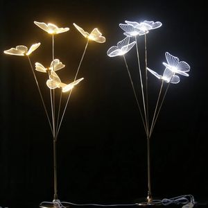 Nuevos accesorios de boda, guía de mariposa vertical cepillada iluminada, decoración del área de bienvenida del escenario de bodas y adornos