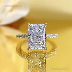 Nouveaux anneaux de mariage Fine argent pur haute teneur en carbone Rectangle 3ct Simulation diamant bague coupe rayonnante bijoux de mode 221130