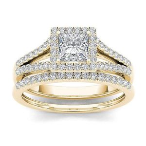 Date bague de mariage anneaux pour femmes carré Zircon bijoux coeur anneaux élégant femme fiançailles ensemble accessoires de mode diamant