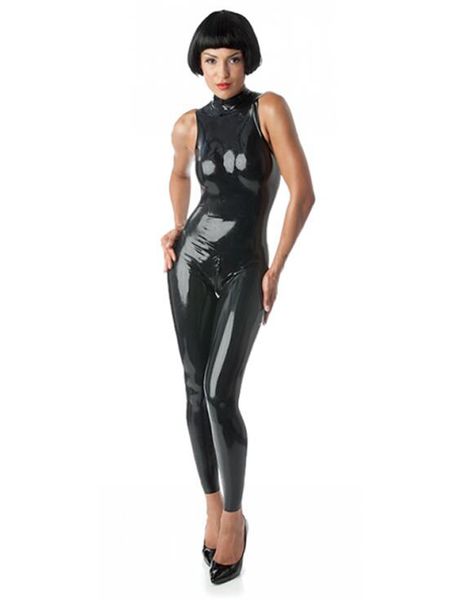 Wetlook – body en Faux cuir PU pour femmes, fermeture éclair, entrejambe ouvert, Costume de discothèque, Sexy, sans manches, extensible, Catsuit Clubwear, nouvelle collection