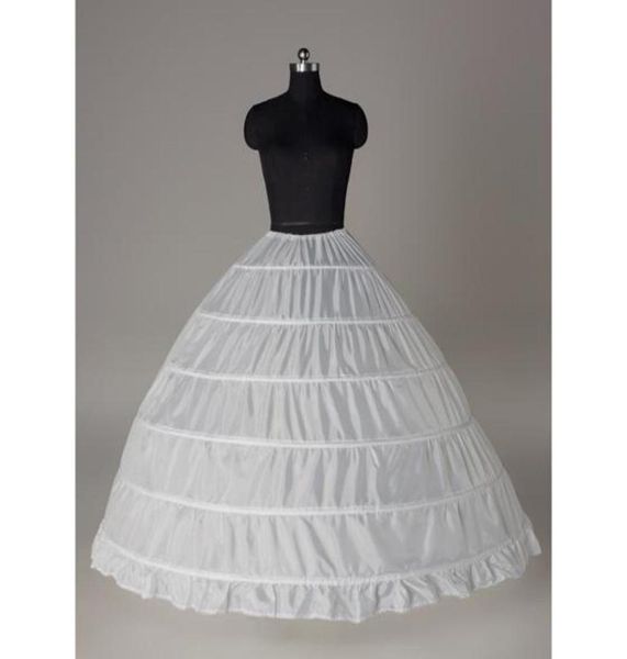 Nouveau blanc 6 cerceau jupon Crinoline Slip sous-jupe robes de mariée robe de bal grande taille jupon de mariée Unde2532298