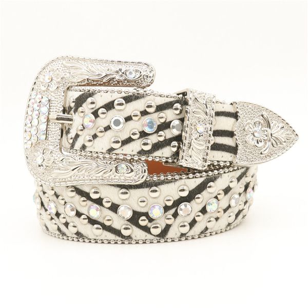 Nouveau blanc perle ceinture pour femmes hommes strass ceintures luxe boucle qualité bracelet en cuir avec diamant Western Femme Jeans