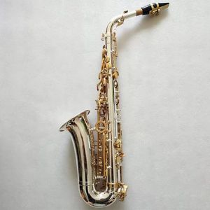 Nouveau saxophone Alto professionnel e-tune en cuivre blanc plaqué or 037, structure originale un à un, saxophone alto profondément sculpté
