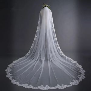 Nouveau blanc ivoire cathédrale voiles de mariage Long dentelle bord voile de mariée avec peigne accessoires de mariage Veu de Noiva mariée Veu