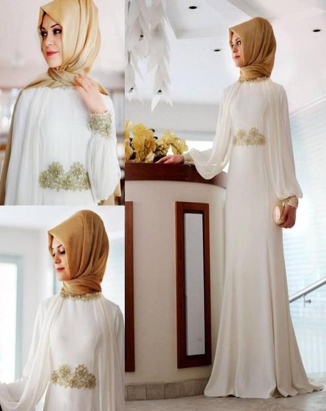 Nouvelle robe de soirée musulmane à manches longues blanches avec hijab sirène arabe Dubaï Dubaï Robes de fête Special Occa1478750