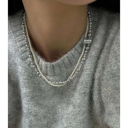 Nouveau Collier Double couche de perles blanches pour femmes, chaîne de collier de mode