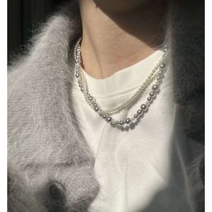 Nouveau collier à double couche blanc pour femmes, chaîne de cols de mode