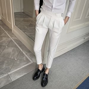 Nieuwe witte trouwjurk broek voor heren zakelijke pak broek casual slim fit formele broek pantalon kostuum heren pak broek 201106