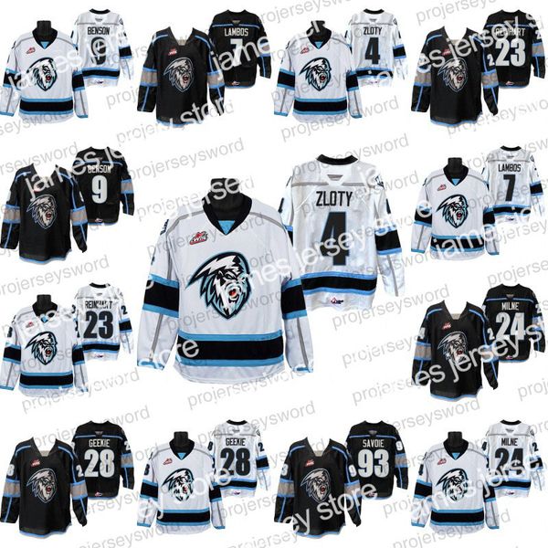 Nouveau maillot de hockey sur glace WHL Winnipeg 4 Benjamin Zloty 7 Carson Lambos 9 Zachary Benson 23 Sam Reinhart 24 Michael Milne 28 Conor Geekie 93 Matthew