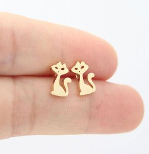 Nouvelle-paire 10 paires Beauty Cat en acier inoxydable boucles d'oreille minuscule chaton boucles d'oreilles personnalisées femmes girnes enfants moutons d'anniversaire cadeau Jewe2523208