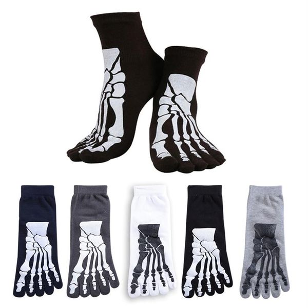 Calcetines con estampado 3D de Punk Rock para hombre, medias con dedos del pie con esqueleto de Terror, Calavera aterradora de Hip Hop, cinco dedos, Odd Sox Bone, 5 colores, S254O