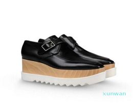 Nuevo Elyse Stella Stella McCartney Scarpe Plataforma Zapatos de cuero negro genuino con suela blanca3553571