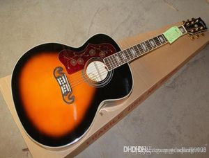 Nieuwe hele linkshandige SJ200 akoestische gitaar Vintage Sunburst Acoustic Guitar 6 Strings Guitar1512260