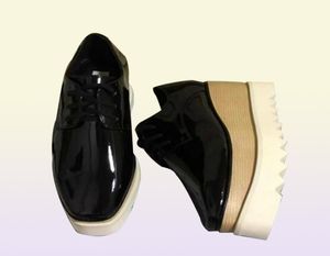 Nuevo Stella McArtney Elyse Star Platform Oxford Women Shoes con plataforma de cuero negro Sole3888287