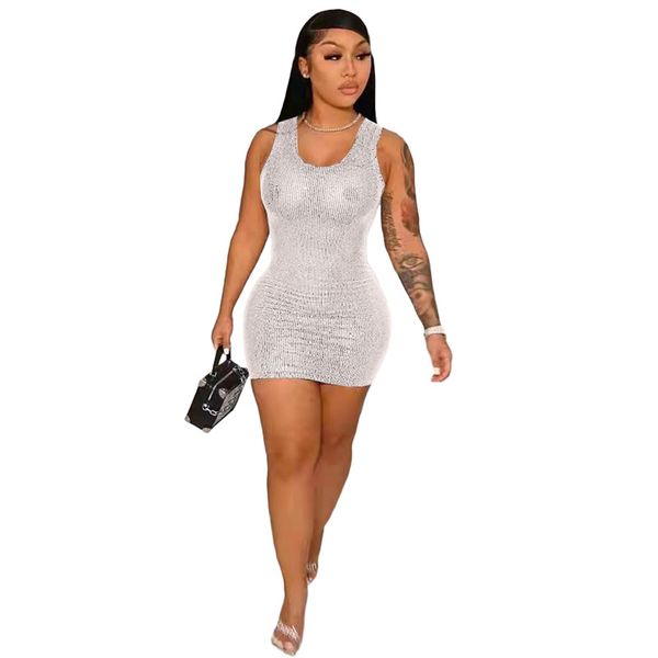 Nouveau gros belles robes de paillettes été femmes robe moulante solide club mini jupe femme belle jupes de fête tenue de boîte de nuit en vrac DHL 7176