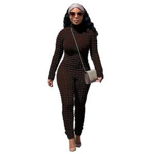 Nieuwe Groothandel Bubble Jumpsuits Dames Plus size Rompertjes met lange mouwen Casual Rits Bodycon Jumpsuits Herfstkleding Eendelige outfits Overalls Effen leggings 8702