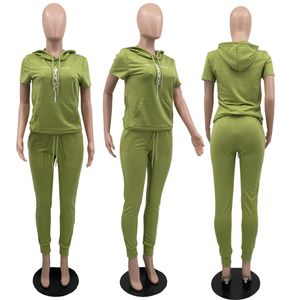 Nouveau gros Jogger costumes Faith tenues femmes deux pièces ensemble à manches courtes à capuche t-shirt pantalons de survêtement correspondant ensemble survêtements d'été en cours d'exécution costume de sport en vrac 6926