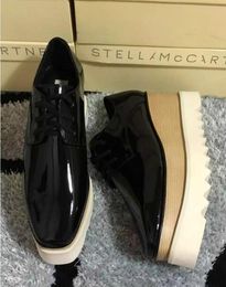 nouveau gros Stella Mccartney Elyse Star Platform Oxford chaussures pour femmes avec plateforme en cuir noir semelle blanche