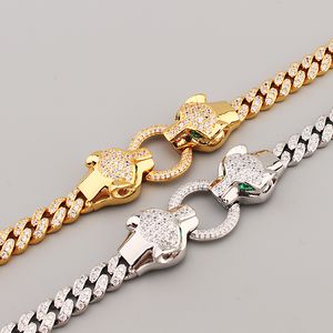 Nuevo ancho de 18k Gold Sliver Leopard Animals Bangle Bracelets Chain Diseñadora de amor para mujeres Men pareja diseñadora de moda fiesta de boda día de acción de gracias regalos de San Valentín