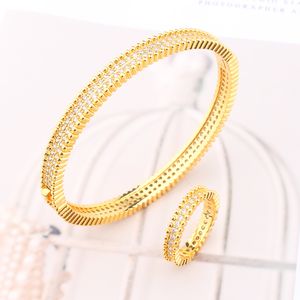 nieuwe brede gouden diamanten brede armband Luxe vrouwen armbanden armbanden ring ontwerper mannen sieraden hoge kwaliteit unisex Feest Kerst Huwelijksgeschenken Verjaardag Liefhebbers