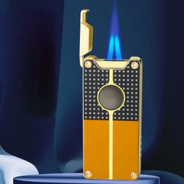 Nieuwe Winddichte Metalen Elektrische Pijp Aansteker USB Dubbele Jet Gasaansteker Torch Turbo Aansteker Butaan Refill Oplaadbare Gadgets voor Mannen 2022