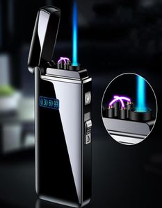 Nouveau éolienne en métal USB Torche plus légère Turbo Turbo Double arc LED Lighters Butane Pipe de gaz cigare puissant pistolet extérieur puissant plus léger 222M7771438