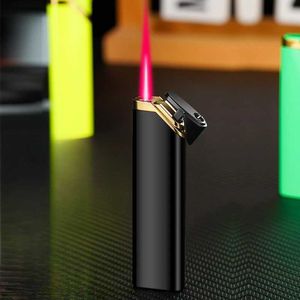 Nieuwe Winddichte Rode Vlam Compacte Opblaasbare Aansteker Creatieve Mini Metalen Butaan Geen Gas Aansteker Roken Accessoires Gift Tool