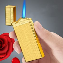 Nouveau coupe-vent torche Jet allume-cigare gaz Butane allume-cigare PING son brillant côté presse allumage briquet Gadgets