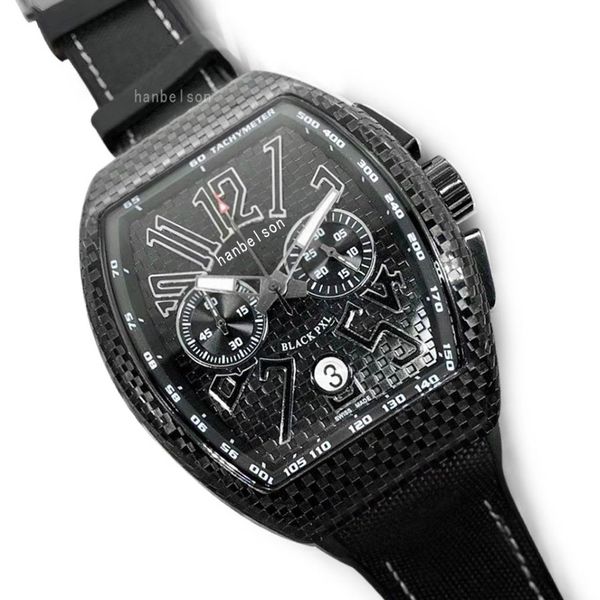 Nouveau type de baril de vin en acier bracelet en caoutchouc Sport montres pour hommes japon mouvement à Quartz chronographe montre de luxe191x