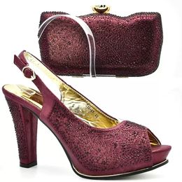 Новые африканские туфли и сумки винного цвета, итальянские женские комплекты обуви и сумок, украшенные камнем