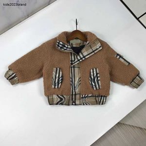 Nieuwe winter baby katoenen jas comfort lamshaar kinderjas maat 90-160 geruite stiksels ontwerp kind overjas Oct25