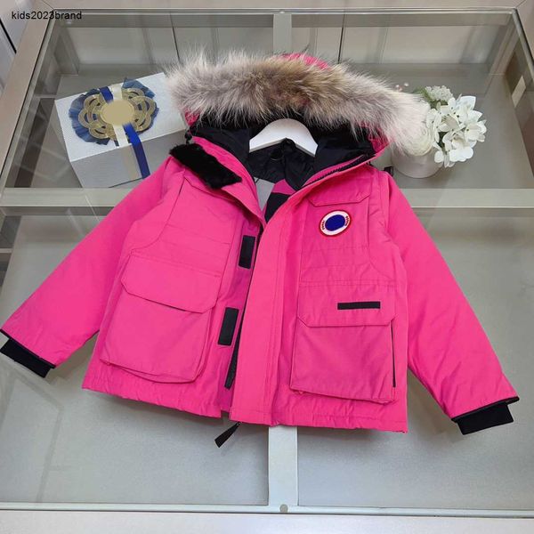 Nouveau hiver bébé veste vers le bas tissu épais et robuste enfants manteau taille 110-150 coupe-vent conception col en peluche enfant pardessus Nov05