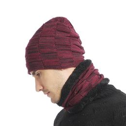 Nuevos sombreros de invierno sombreros bufanda conjunto sombrero de punto cálido sombrero tapa cuello cálculo calentador con grueso vellón alineado invierno sombrero y bufanda para hombres mujeres