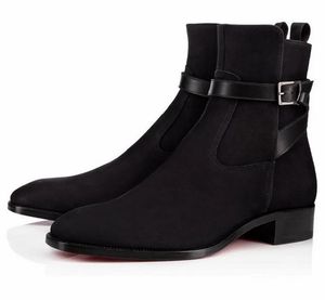 Nouvelle marque d'hiver hommes Kicko bottines rouges chaussures de créateur robe en cuir suédé fête de mariage Martin chaussons Gentleman bottes de moto EU38-46 avec boîte