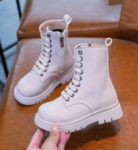 Nouveau hiver chèque Chelsea Bottes pour grosses enfants Girl Imperpose Pu Leather Martin Boots Fashion Zipper Enfants High Top Boots en caoutchouc H2522995