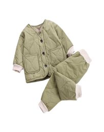 Nouveau hiver enfants mode garder au chaud vêtements enfants garçons filles épaissir veste pantalon 2 pièces ensembles bébé infantile vêtements de sport 2011265964406