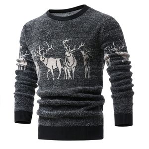 Suéter de Navidad de invierno para hombre, suéter de hombre con estampado de ciervos de Navidad, suéteres informales con cuello redondo para hombre, suéteres delgados para hombre 201126