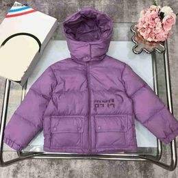 Nieuwe winterdonsbabyjas Gelakt nylon kinderjas maat 110-160 Afneembare capuchon kinderjas Nov05