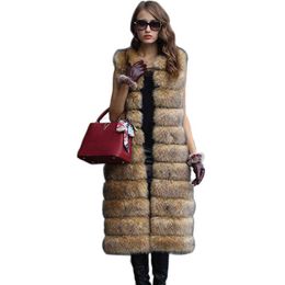 Nieuw winterfaux bontvest voor vrouwen Lang massief vrouwelijk bont Vest Gekwalificeerd Warm Palka Sneeuw overjas T220810