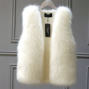 Nouveau hiver féminin fox fourrure gilet manteau hiver blanc chaud blanc gris gilet gilet veste grande taille 2xl manteau sans manches 201214