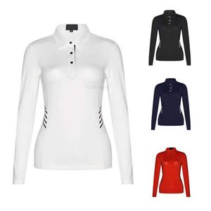 Nieuw wintergolfpoloshirt voor dames met lange mouwen, sneldrogend, antipilling, slim fit, hoge kwaliteit outdoor, casual sporttop