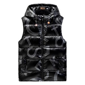 Nouveau hiver à capuche gilet hommes décontracté épaissir imperméable chaud grandes poches sans manches Parka brillant gilet taille 4XL