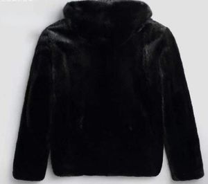 Nouveau hiver Imitation vison fourrure manteaux imperméable mi-longueur hommes veste épaisse à capuche fausse fourrure veste mâle noir pardessus G2208049477439