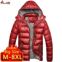 Nouvelle veste d'hiver hommes 6XL 7XL 8XL Casual hommes vestes et manteaux coton rembourré Parka hommes coupe-vent à capuche mâle ClothesMX191012