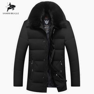 Veste d'hiver Hommes Grand Col De Fourrure Réelle À Capuche Duvet De Canard Veste Épais Vers Le Bas Veste Hommes Manteau Chaud 2XL 3XL 4XL 201116