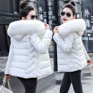 Nouvelle veste d'hiver femmes Parkas blanc chaud manteau d'hiver femme vestes col de fourrure détachable chapeau détachable Slim fit Outwear 201019