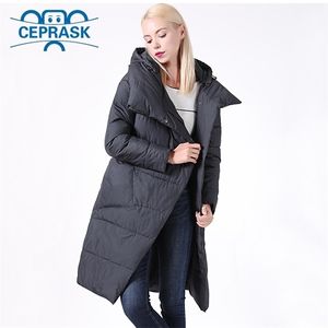 Nouvelles vestes d'hiver femmes manteau coupe-vent col haut Parka femme longue veste amovible à capuche grande taille 6XL Ceprask Y201006